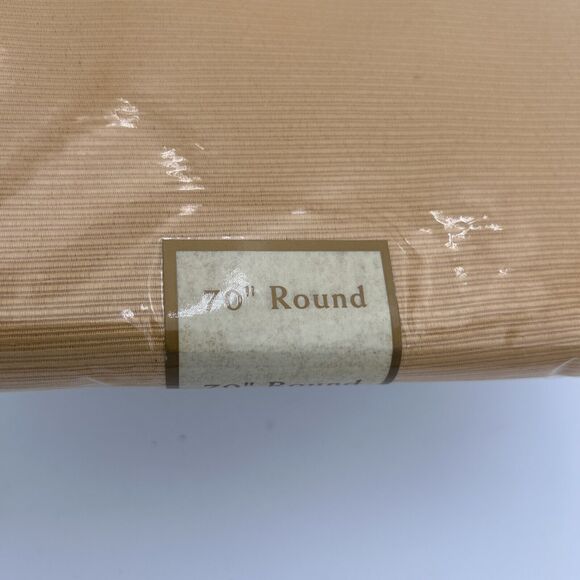 NOS ELRENE HOME FASHIONS 100% POLYESTER Harvest GOLD 70" ROUND TABLECLOTH - Picture 9 of 10